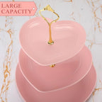 1 Pack Wedding 3 Tier Cupcake Stand Heart Shaped 3 Tiered Serving Trays for Party Plastic Tray Dessert Cupcake, alternate