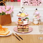 1 Pack Wedding 3 Tier Cupcake Stand Heart Shaped 3 Tiered Serving Trays for Party Plastic Tray Dessert Cupcake, alternate