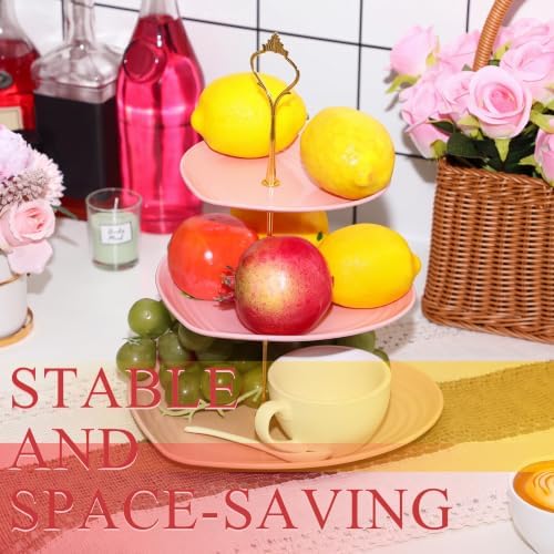 1 Pack Wedding 3 Tier Cupcake Stand Heart Shaped 3 Tiered Serving Trays for Party Plastic Tray Dessert Cupcake, alternate