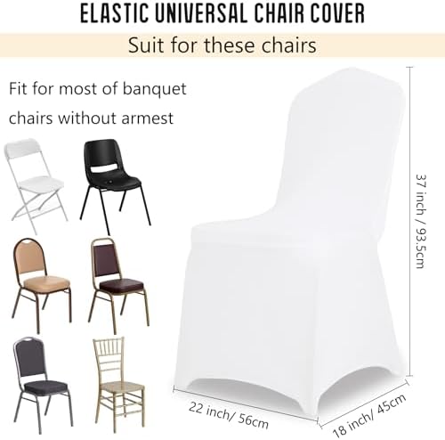 1 Pack White Stretch Polyester Spandex Chair Covers Universal Washable Removable Chair Slipcovers Protector for, alternate
