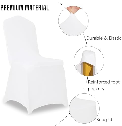 1 Pack White Stretch Polyester Spandex Chair Covers Universal Washable Removable Chair Slipcovers Protector for, alternate
