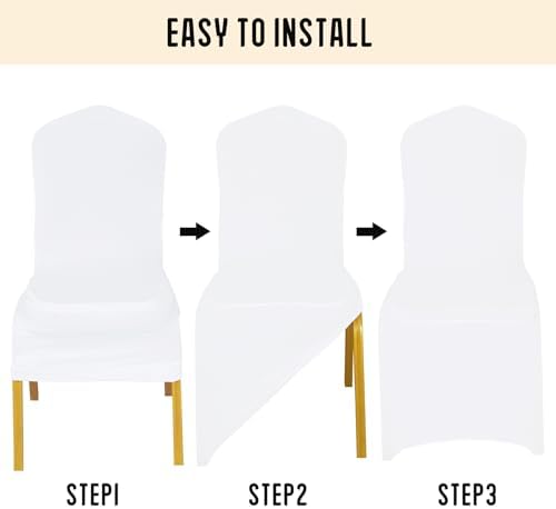 1 Pack White Stretch Polyester Spandex Chair Covers Universal Washable Removable Chair Slipcovers Protector for, alternate
