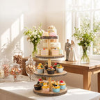 1 Pack Wood Cupcake Stand, 3 Tier Wood Cake Stands, Round Tiered Tray Stand, Large Rustic Cake Display Holder, alternate view