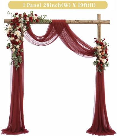 1 Panels Wedding Arch Draping Fabric Burgundy Sheer Backdrop Curtain Arch Drape for Wedding Ceremony Reception, alternate