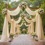1 Panels Wedding Arch Draping Fabric Champagne Sheer Backdrop Curtain Arch Drape for Wedding Ceremony Reception, alternate