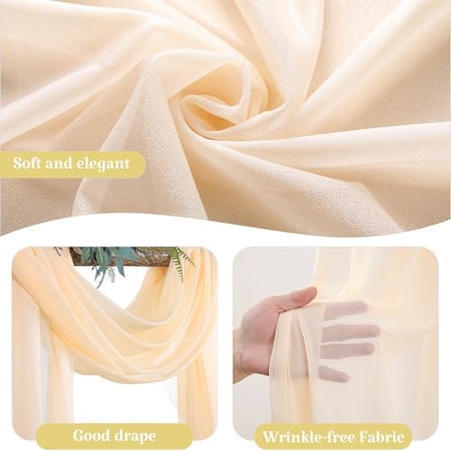 1 Panels Wedding Arch Draping Fabric Champagne Sheer Backdrop Curtain Arch Drape for Wedding Ceremony Reception, alternate