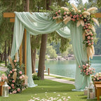 1 Panels Wedding Arch Draping Fabric Sage Green Sheer Backdrop Curtain Arch Drape for Wedding Ceremony
