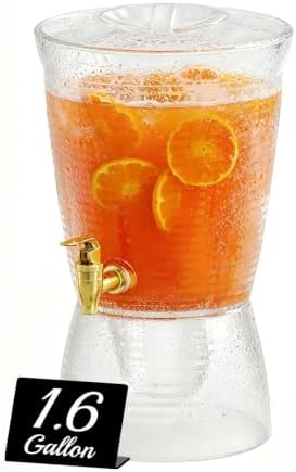 1 PCS 1.6 Gallon Drink Dispenser with Detachable Base, Easy to Clean Plastic Beverage Dispenser with Removable