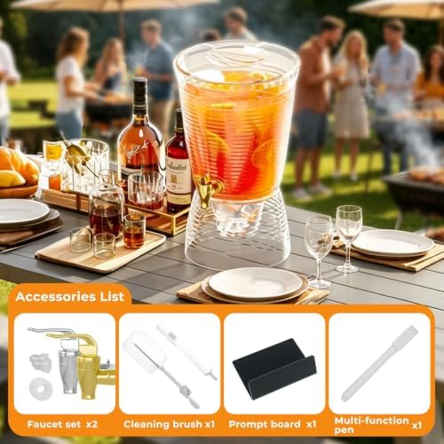 1 PCS 1.6 Gallon Drink Dispenser with Detachable Base, Easy to Clean Plastic Beverage Dispenser with Removable, alternate