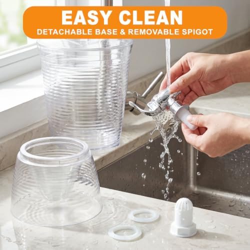 1 PCS 1.6 Gallon Drink Dispenser with Detachable Base, Easy to Clean Plastic Beverage Dispenser with Removable, alternate
