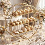 1 Pcs 22 Inches Gold Metal Tiered Cupcake Stand 3 Tier Dessert Stand Cake Dessert Holder Display for Cupcake, alternate view