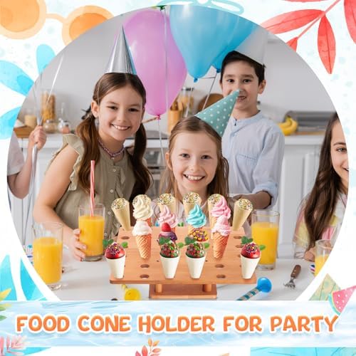 1 Pcs 36 Holes Cone Holder Stand, Square, 13" Wood in 36 Holes, alternate view 4