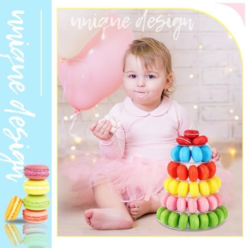1 Pcs 6 Tiers Macaron Tower Stand Cupcake Display Rack in clear, alternate view 6