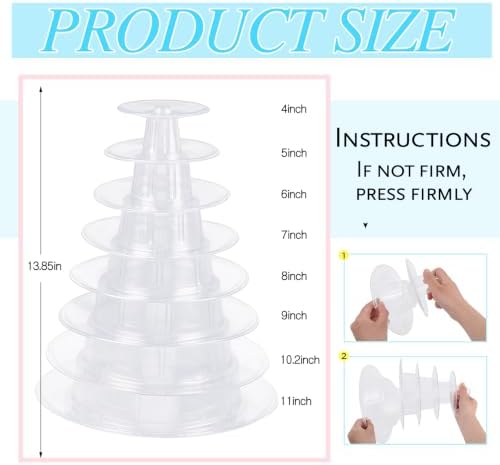 1 Pcs 8 Tiers Macaron Tower Stand Cupcake Display Rack in clear, alternate view 3