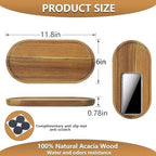 1 pcs Acacia Wood Tray 11.8×6 inch Boards Rustic Wooden Serving Trays Oval Platters Charcuterie for Party, alternate view 3