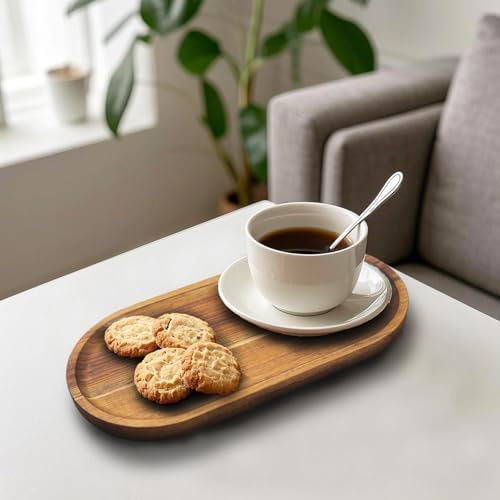 1 pcs Acacia Wood Tray 11.8×6 inch Boards Rustic Wooden Serving Trays Oval Platters Charcuterie for Party, alternate view 6