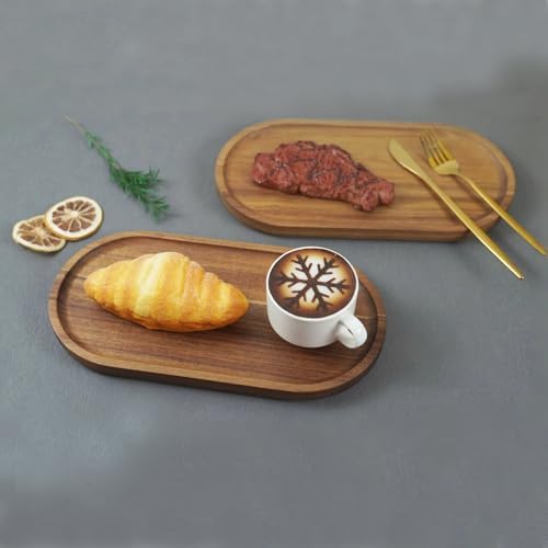 1 pcs Acacia Wood Tray 11.8×6 inch Boards Rustic Wooden Serving Trays Oval Platters Charcuterie for Party, alternate view 7