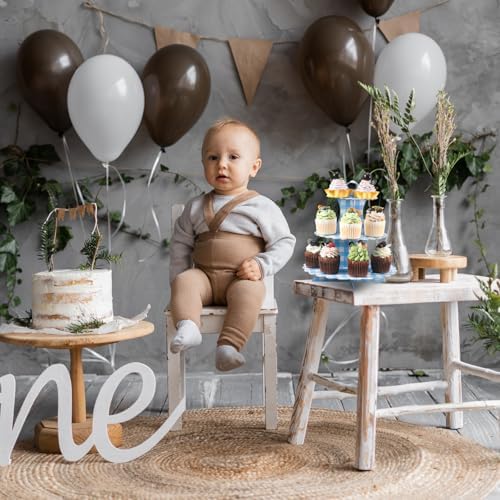 1 Pcs Blue Cupcake Stand Blue and White Gingham 3 Tier Cardboard Cupcake Holder Paper Baby Shower Stand Dessert, alternate