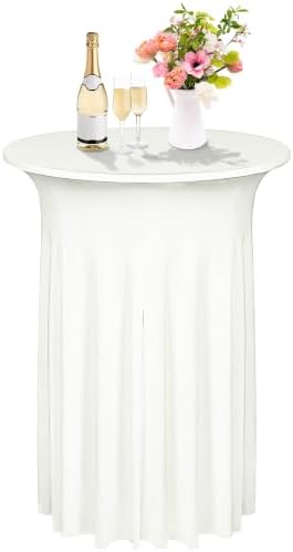 1 Pcs Cocktail Table Skirt 32 x 43 Spandex Table Cover, Ivory in Ivory