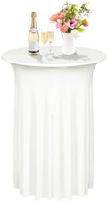 1 Pcs Cocktail Table Skirt 32 x 43 Spandex Table Cover, Ivory in Ivory