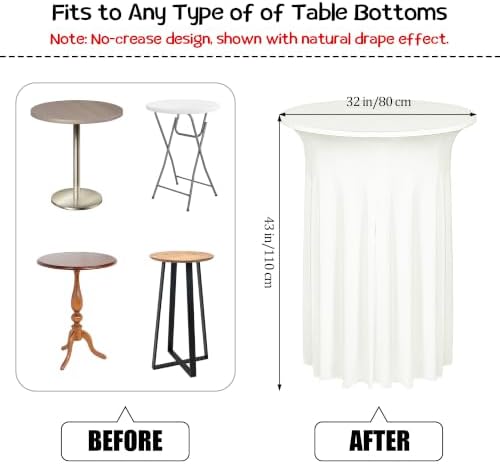 1 Pcs Cocktail Table Skirt 32 x 43 Spandex Table Cover, Ivory in Ivory, alternate view 3