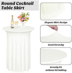 1 Pcs Cocktail Table Skirt 32 x 43 Spandex Table Cover, Ivory in Ivory, alternate view 4