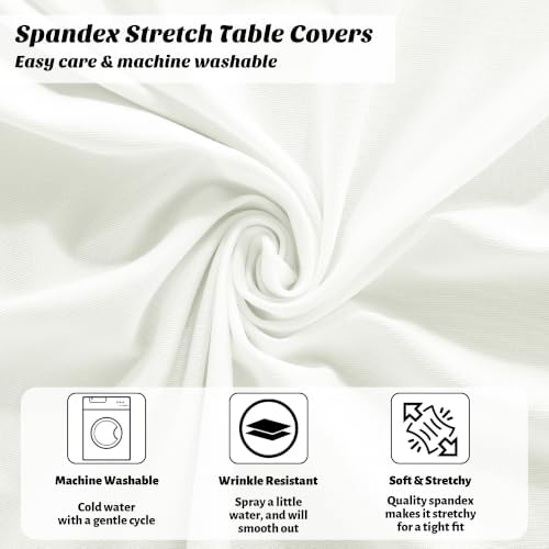 1 Pcs Cocktail Table Skirt 32 x 43 Spandex Table Cover, Ivory in Ivory, alternate view 5