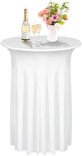 1 Pcs Cocktail Table Skirt 32 x 43 Spandex Table Cover, White in White