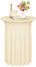 1 Pcs Cocktail Table Skirt 32x43 Spandex Table Cover, Champagne in Champagne