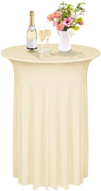 1 Pcs Cocktail Table Skirt 32x43 Spandex Table Cover, Champagne in Champagne