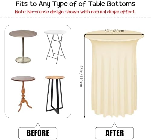 1 Pcs Cocktail Table Skirt 32x43 Spandex Table Cover, Champagne in Champagne, alternate view 3