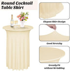 1 Pcs Cocktail Table Skirt 32x43 Spandex Table Cover, Champagne in Champagne, alternate view 4