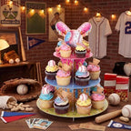 1 Pcs Ice Cream Drip Baseball Party Decorations Cupcake Stand in Bright Color, alternate view 2