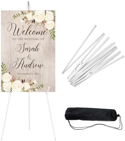 1 Pcs Lightweight Easel Stand, 66 Inch, White, with Carry Bags in White
