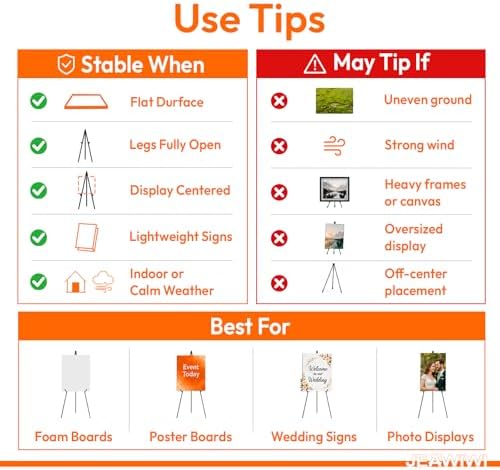 1 Pcs Lightweight Easel Stand, 66 Inch, White, with Carry Bags in White, alternate view 4