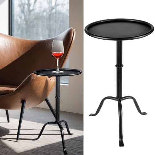 1 Pcs Metal Martini Table Black Small Side Round Drink Table