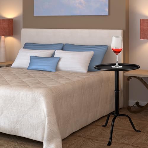 1 Pcs Metal Martini Table Black Small Side Round Drink Table, alternate view 2