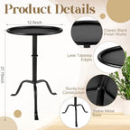 1 Pcs Metal Martini Table Black Small Side Round Drink Table, alternate view 3