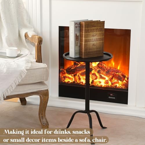 1 Pcs Metal Martini Table Black Small Side Round Drink Table, alternate view 5