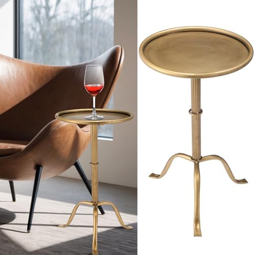 1 Pcs Metal Martini Table Bronze Small Side Round Drink Table