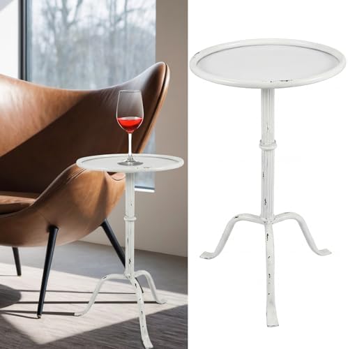 1 Pcs Metal Martini Table White Small Side Round Drink Table
