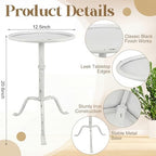 1 Pcs Metal Martini Table White Small Side Round Drink Table, alternate view 3