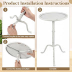 1 Pcs Metal Martini Table White Small Side Round Drink Table, alternate view 4