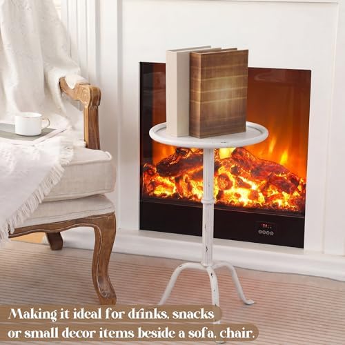 1 Pcs Metal Martini Table White Small Side Round Drink Table, alternate view 6