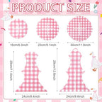 1 Pcs Pink Cupcake Stand Pink and White Gingham 3 Tier Cardboard Cupcake Holder Paper Baby Shower Stand Dessert, alternate