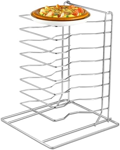 1 Pcs Pizza Rack 8 Tier Pizza Stand 9.5 L x 8.1 W x 16.5 H Stainless Steel Pan Rack Holder for Party Buffet