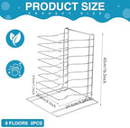1 Pcs Pizza Rack 8 Tier Pizza Stand 9.5 L x 8.1 W x 16.5 H Stainless Steel Pan Rack Holder for Party Buffet, alternate view 3
