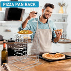 1 Pcs Pizza Rack 8 Tier Pizza Stand 9.5 L x 8.1 W x 16.5 H Stainless Steel Pan Rack Holder for Party Buffet, alternate view 5