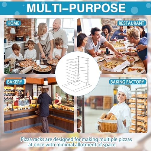 1 Pcs Pizza Rack 8 Tier Pizza Stand 9.5 L x 8.1 W x 16.5 H Stainless Steel Pan Rack Holder for Party Buffet, alternate view 7