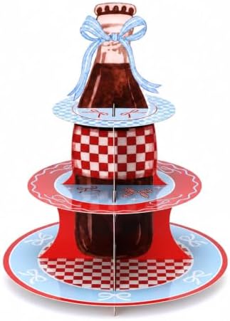 1 Pcs Shes Ready to Pop 3 Tier Cupcake Stand in red, blue, white